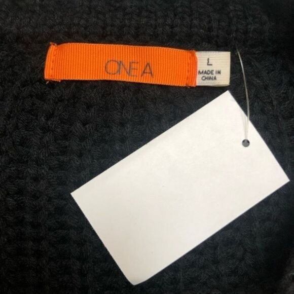 One A Mixed Knit Crew Neck Sweater Black Large - Picture 9 of 10